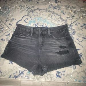 Black ripped jeans shorts